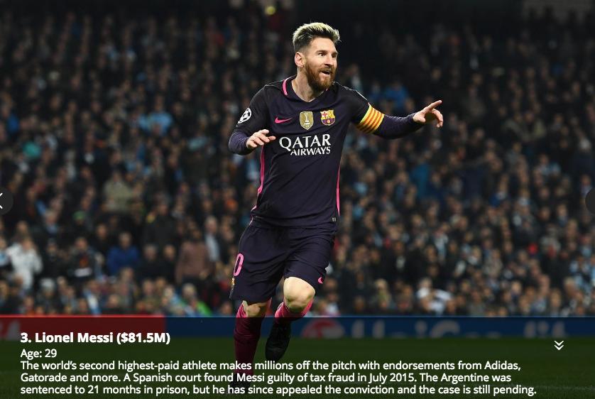 30岁以下赚钱榜：小德、梅西上榜，“霉霉”再夺第一！