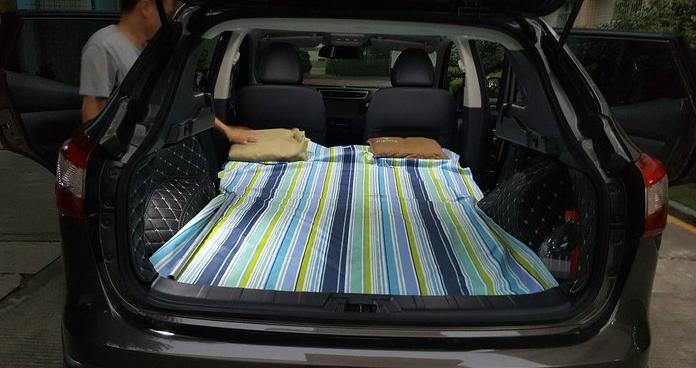 2012日产逍客后备箱改床,逍客床车自驾游