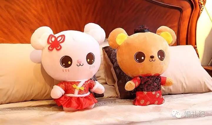 压床结婚娃娃,泰迪熊压床娃娃批发