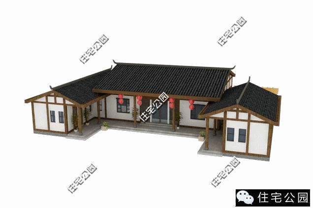 三合院东西厢房二层效果,传统三合院房顶