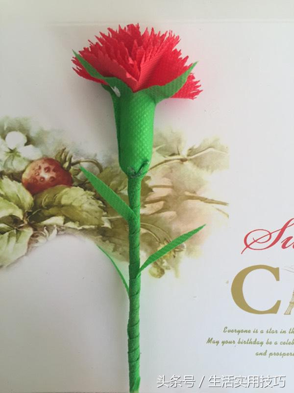 购物袋变废为宝康乃馨,购物袋做鲜花教程