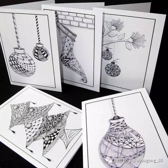 自己画圣诞卡片,圣诞节手工缠绕画