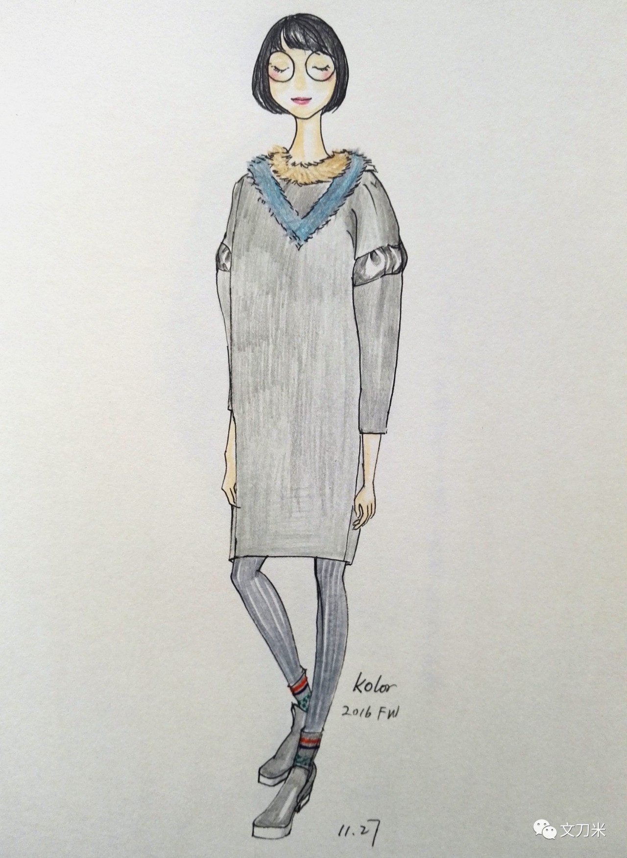 把自己每天的穿搭画出来,每天10分钟一幅速写