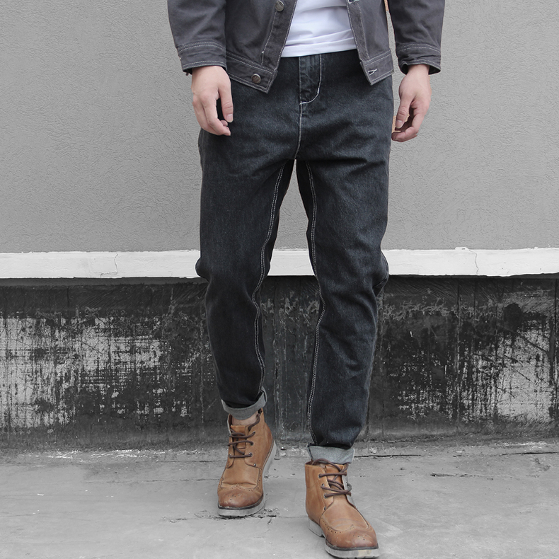 粗腿显瘦裤子男休闲阔腿,短腿男士阔腿束脚裤