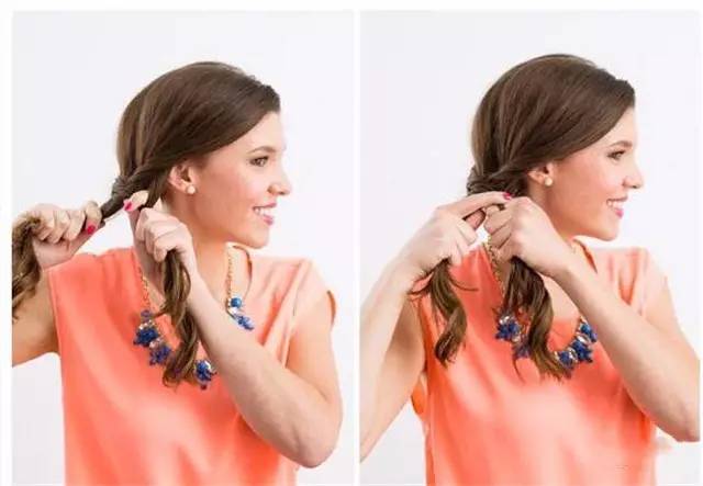 鱼尾辫教程慢动作中长发,鱼尾辫半披发