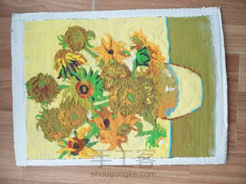 粘土向日葵浮雕画,僵尸向日葵粘土