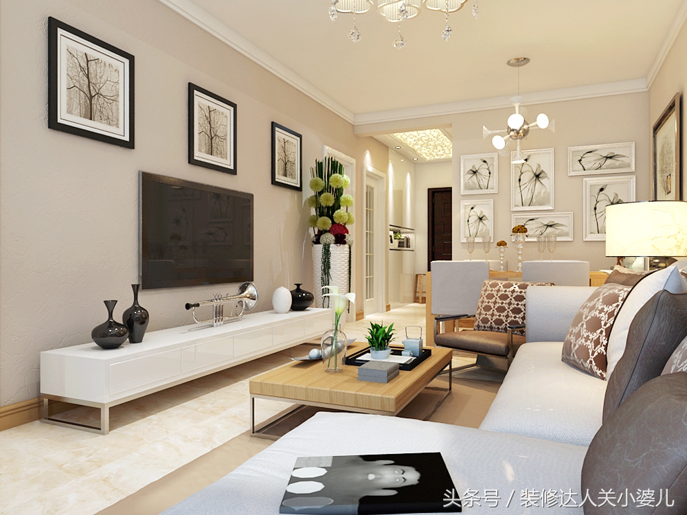 室内设计的效果图现代简约家装,中航三室一厅装修效果图