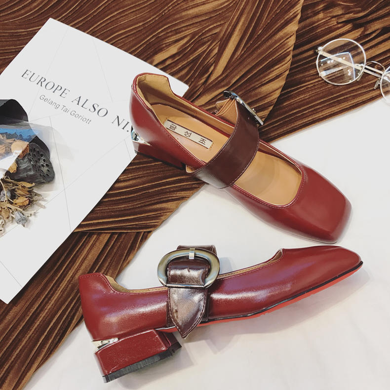 188软牛皮复古气质低跟单鞋女,女单鞋新款2022爆款气质单鞋