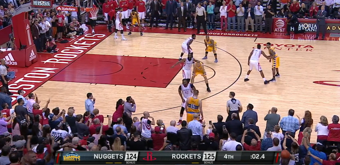 哈登一条龙绝杀勇士,哈登最诡异进球