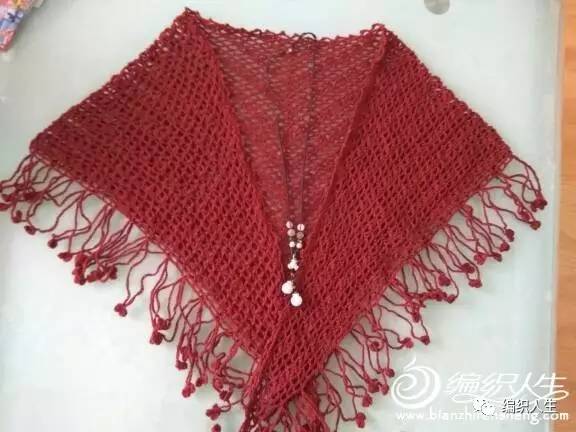镂空钩针花样三角巾教程,蕾丝线钩针三角巾教程