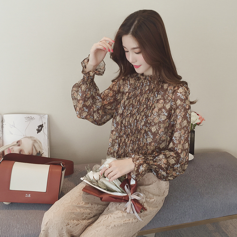 雪纺衫显瘦大花遮肉减龄洋气,夏季时尚百搭洋气碎花显瘦雪纺衫