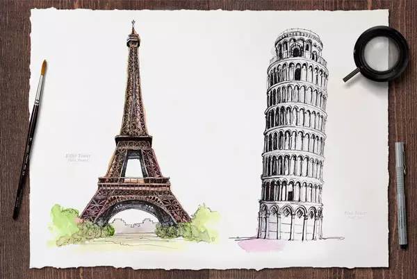 世界十大建筑画在一幅画里,中国顶级建筑水彩画