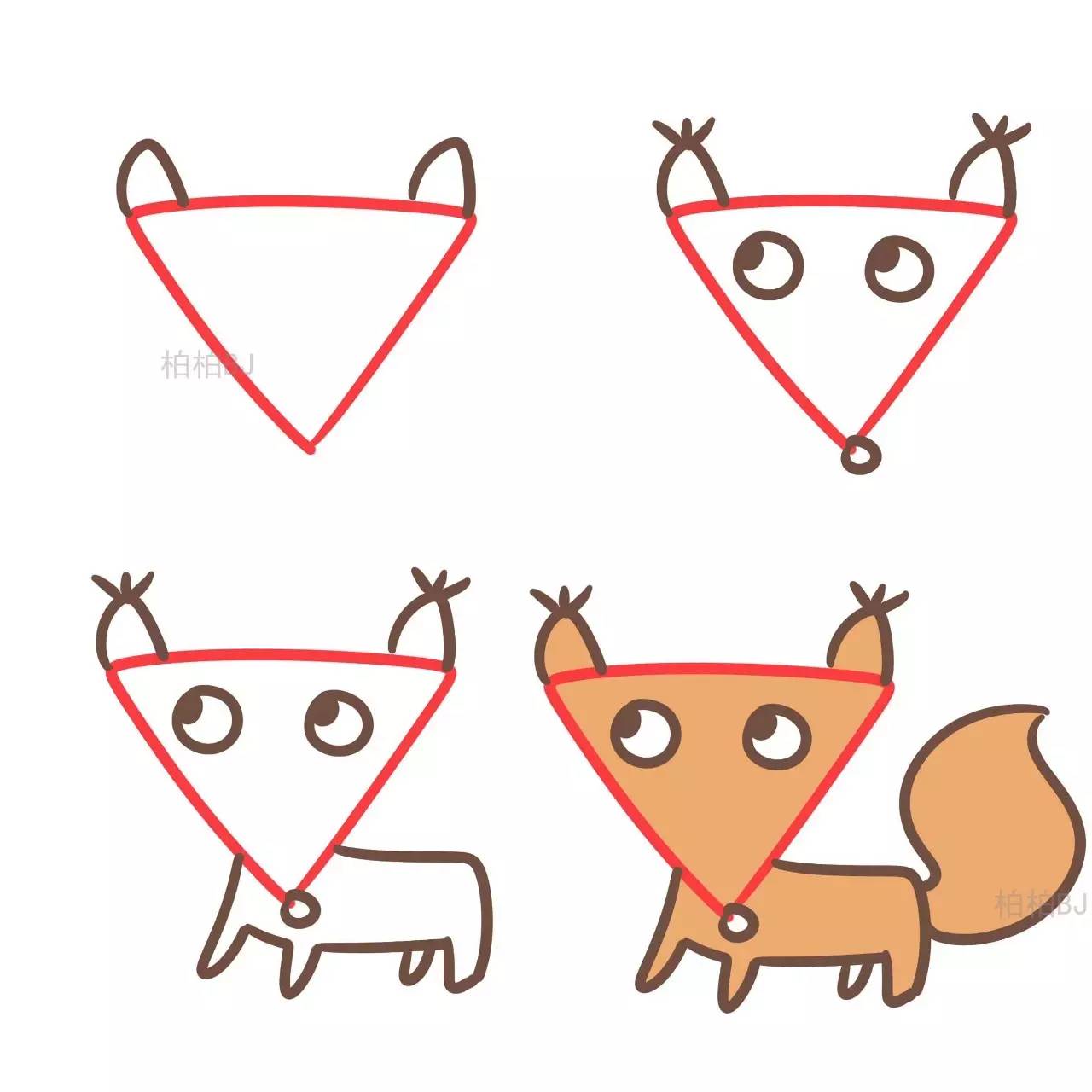 三年级简笔画趣味思维图,三角形创意简笔画