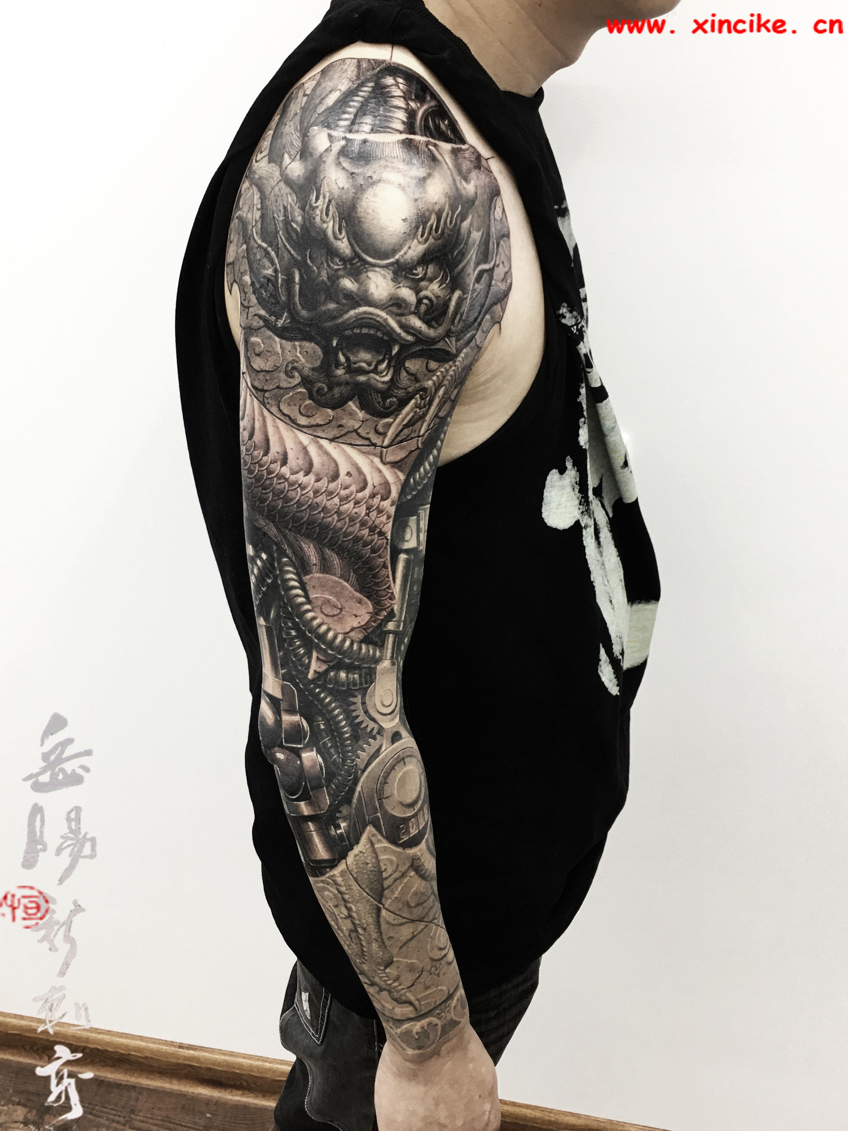 岳阳新刺客纹身图,岳阳新刺客花臂纹身作品