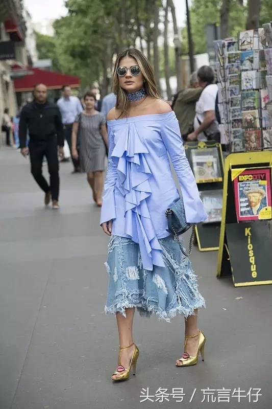 什么版型的牛仔半裙显瘦好看,牛仔半裙破洞毛边