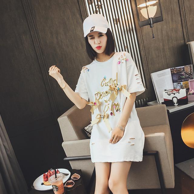 休闲宽版时尚长t恤,个性时尚中长款t恤秋冬