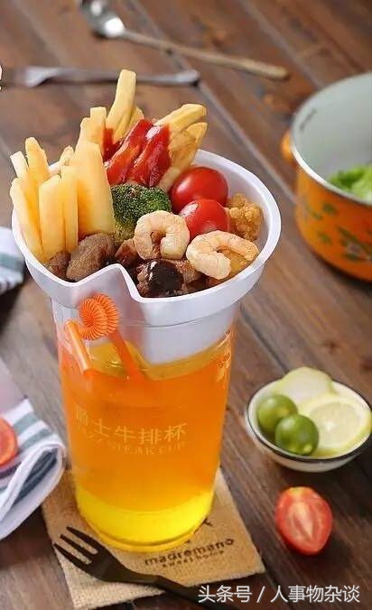网红牛排餐盘,牛排杯网红小吃