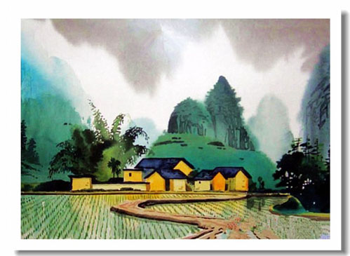 天天漫画网：实力派画家王培堃《水彩风景画---广西八景之滨》