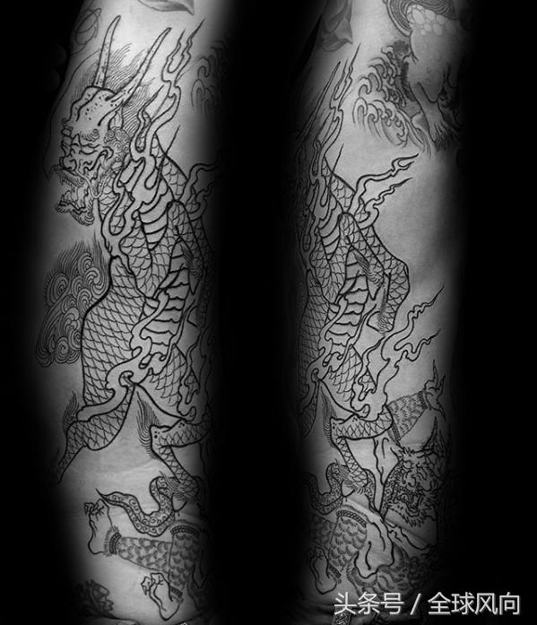 麒麟上云纹身图片大全,麒麟的纹身图案大全
