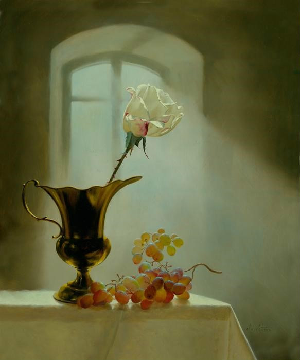 油画玫瑰花用刮刀画法,油画玫瑰花的作品欣赏