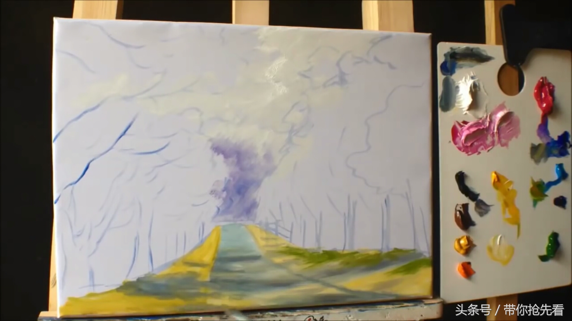 丙烯颜料画樱花树教程视频,丙烯颜料樱花的画法