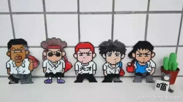 大家一起做手工,拼豆豆简单作品