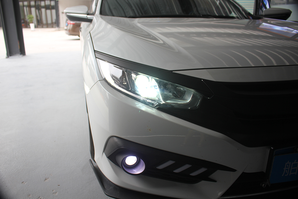 9.5代思域顶配改灯全过程,玩思域改装