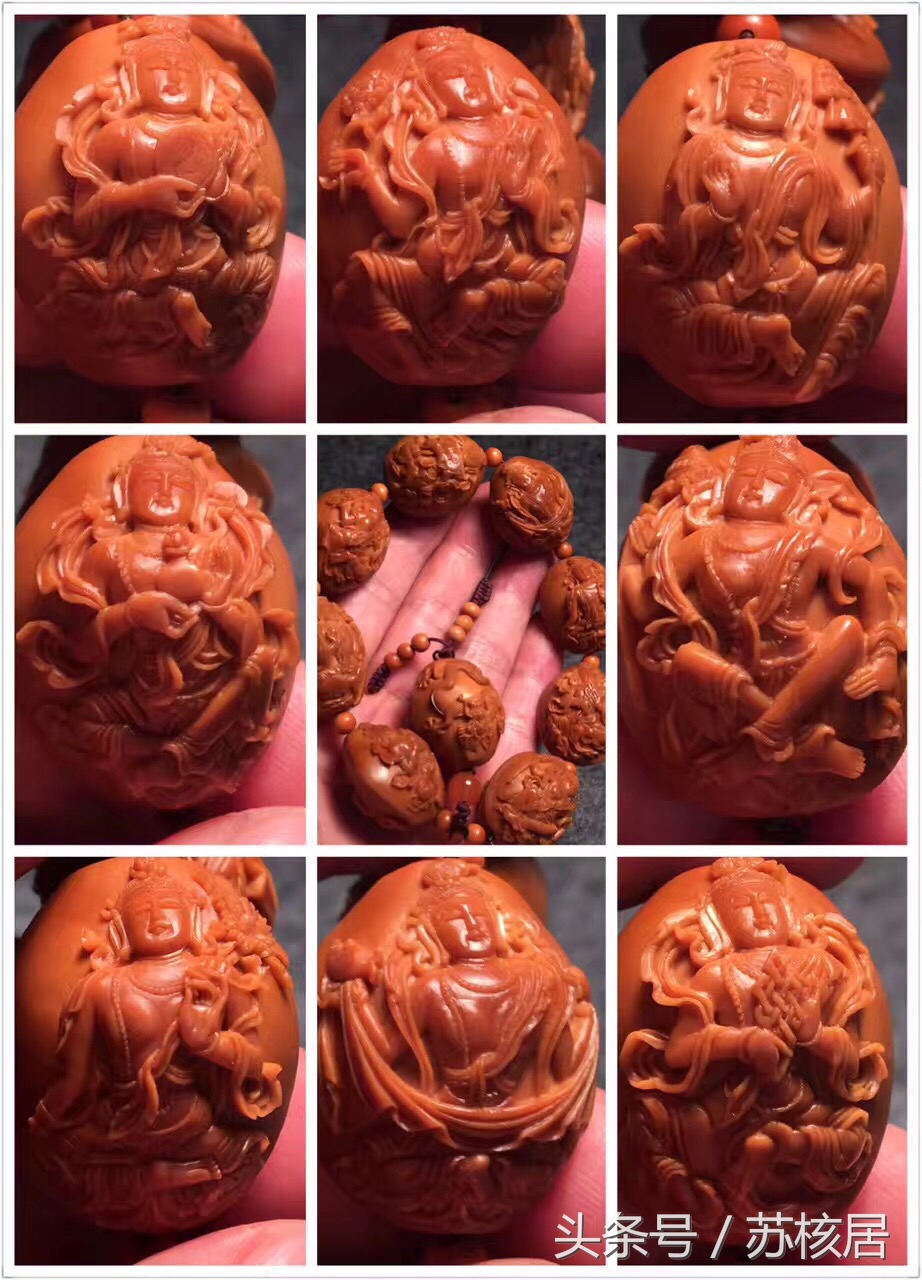 橄榄核铁盒包浆效果,橄榄核财神手串包浆