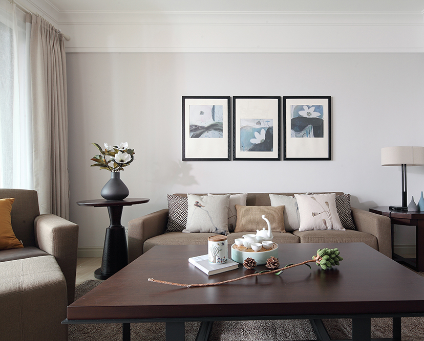 清新淡雅中的禅韵，无锡尚锦城，109平简约中式实景，半包6万