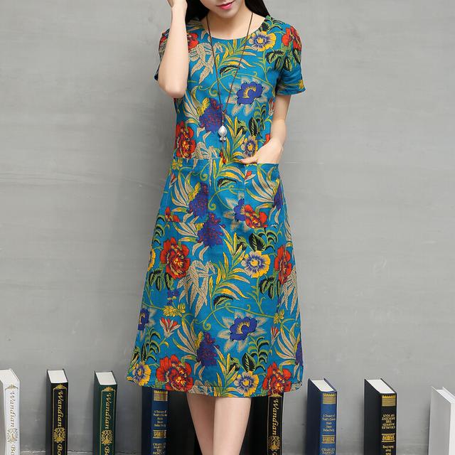 民族风碎花棉麻连衣裙裁剪图,民族风棉质大码碎花连衣裙