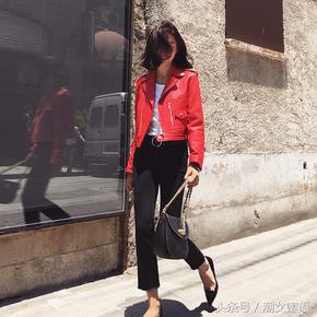短领皮夹克穿搭,短款皮夹克的穿搭