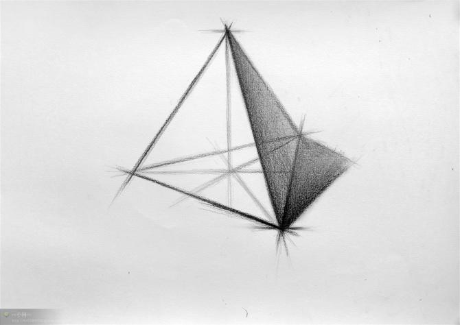 写生素描石膏几何体教学,几何体组合写生素描石膏构图教程