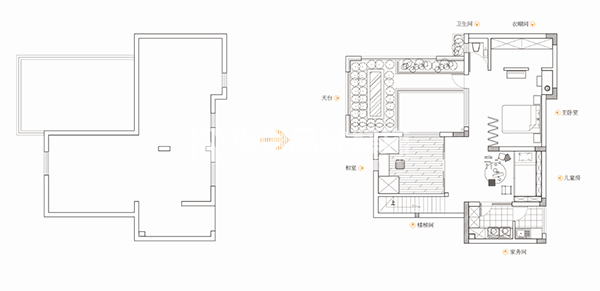 连廊天井南北通透,采光天井连通客厅