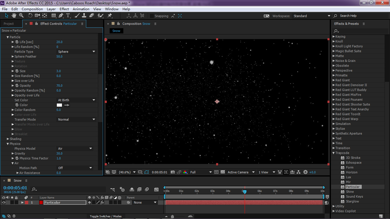ae粒子飘落效果教程,ae中下雪效果使用的是什么效果