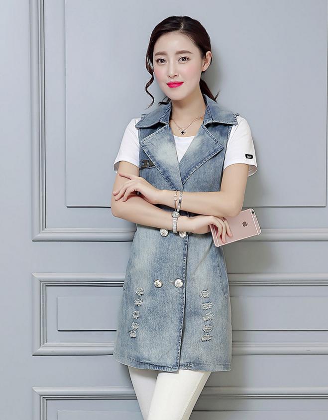 春季牛仔马甲,牛仔宽松时尚马甲