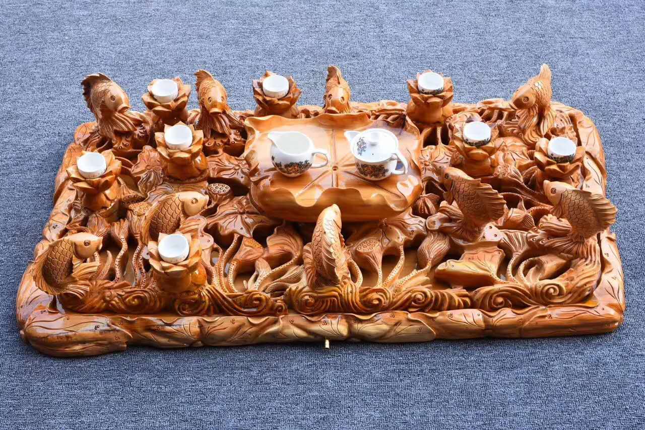 这才是真正的高端茶具,崖柏茶盘文玩