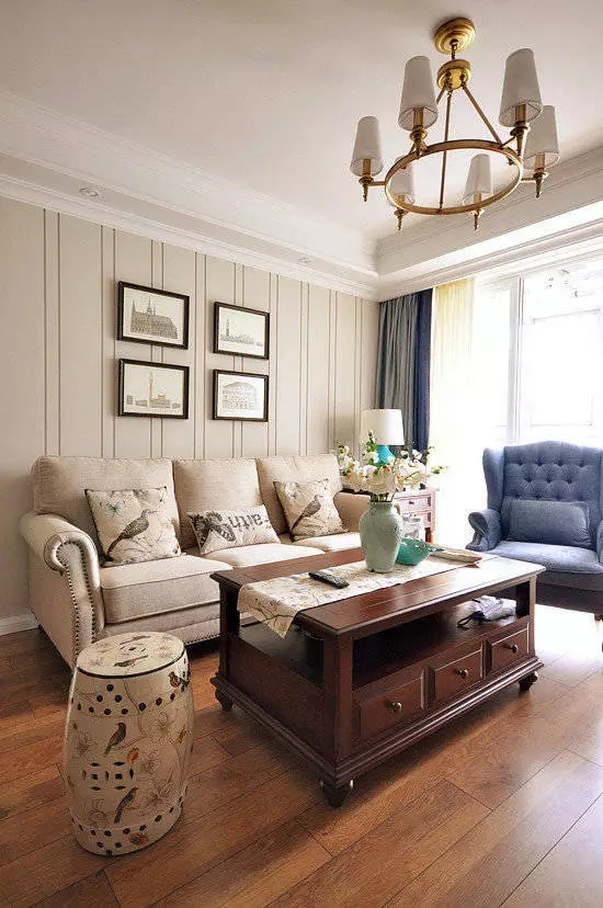 92平米三室一厅美式装修效果图,小三居90平米简约风格装修多储物