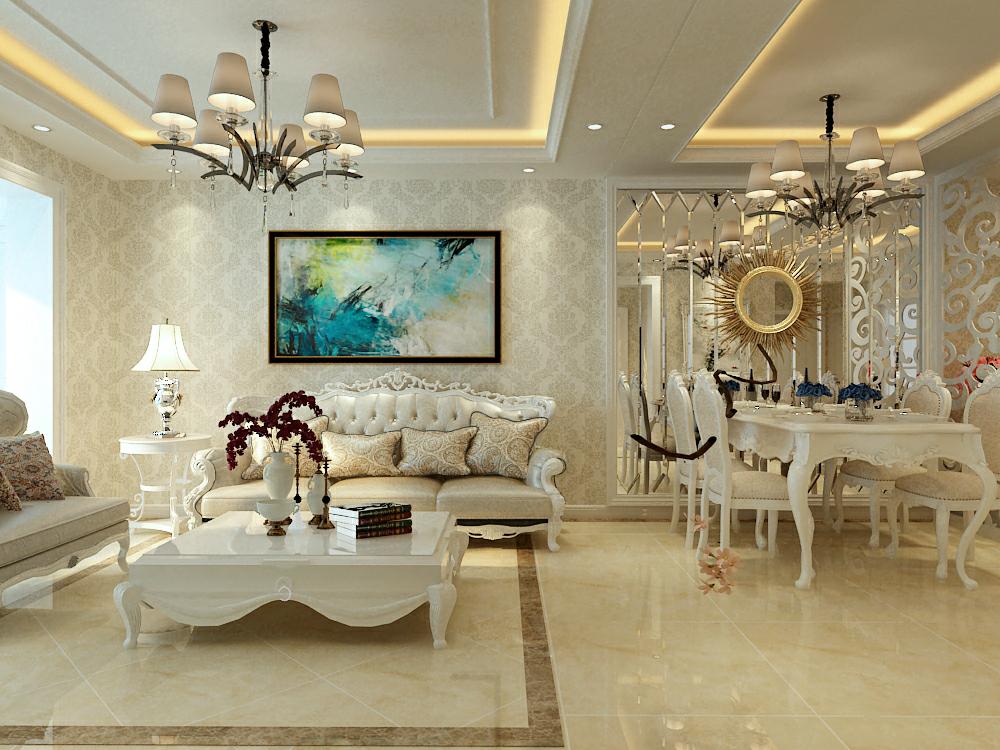 金地檀溪一楼带院,135平方欧式轻奢装修风格