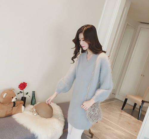 北极绒毛衣穿搭,白色貂绒毛衣搭配冬季