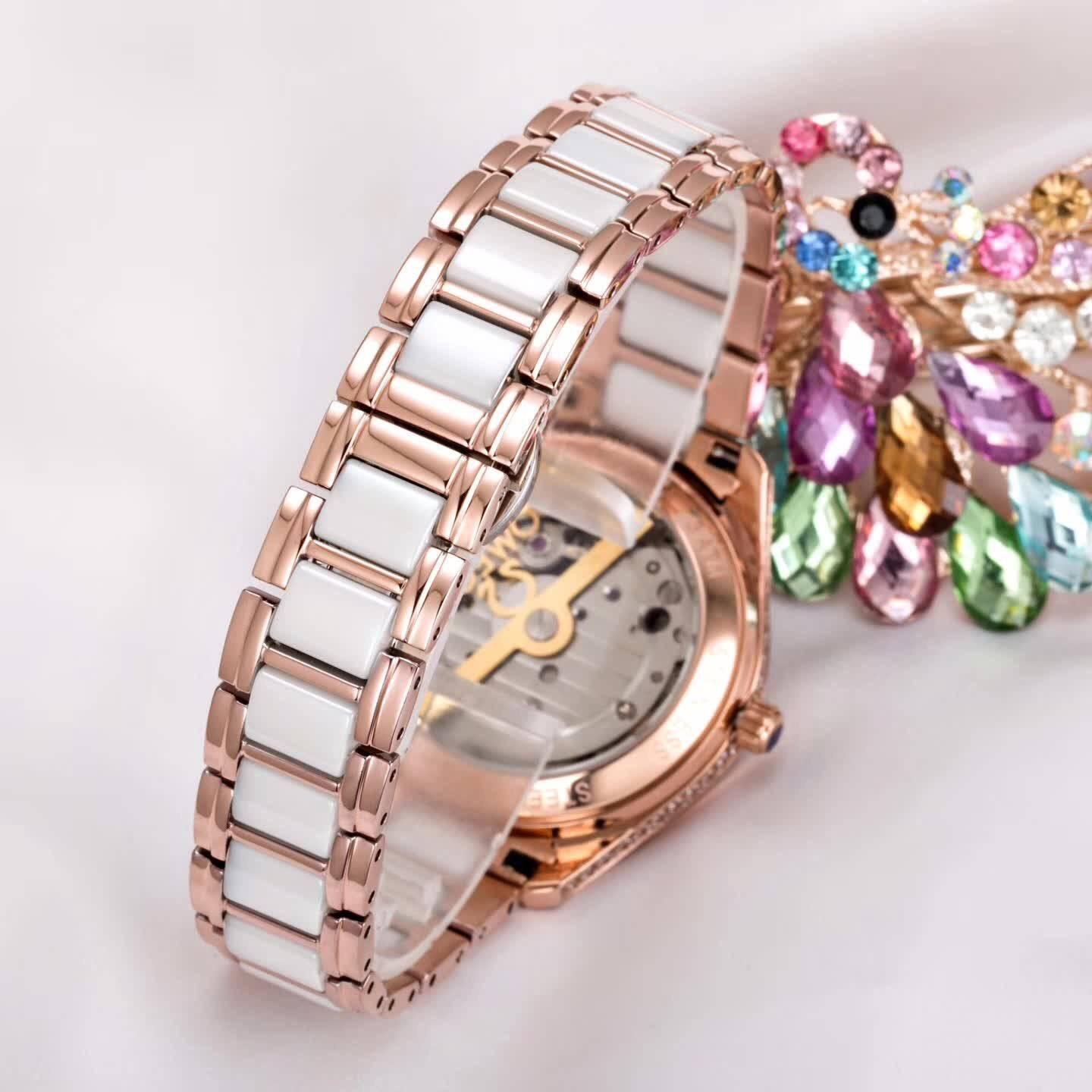 欧米茄omega星空镶钻腕表,女神专属轻奢镶钻陶瓷腕表