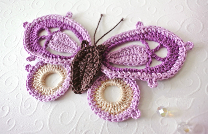 蝴蝶耳环项链的钩编教程,蝴蝶帽子的钩编方法第一部分