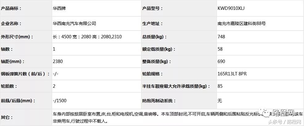 自行式房车拖挂式房车售价,房车公告第372批