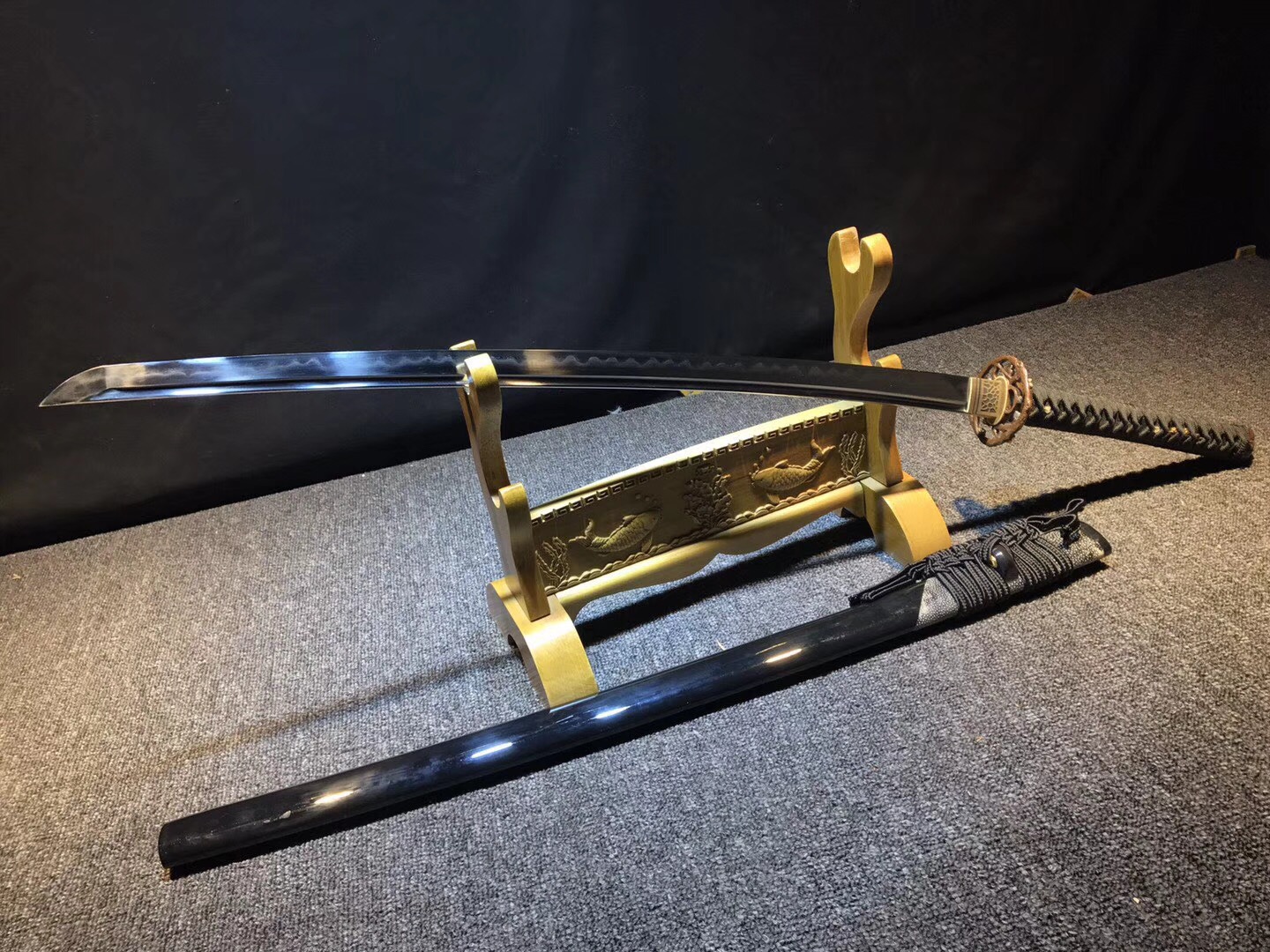 花纹钢武士刀100厘米,手工高性能花纹钢武士刀