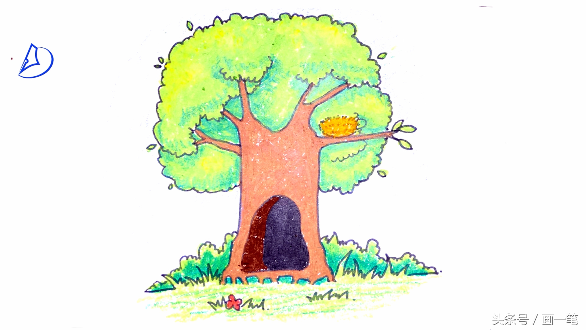 绿色系软萌蜡笔画,可爱画风蜡笔画