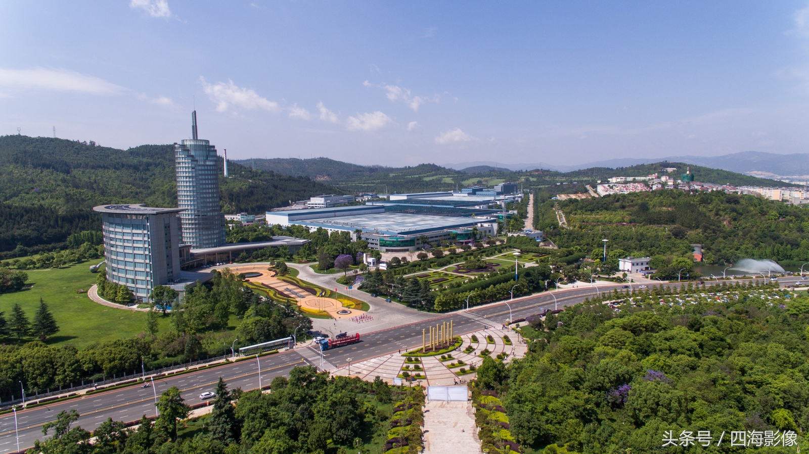 航拍云南玉溪市红塔区,红塔集团对玉溪的贡献