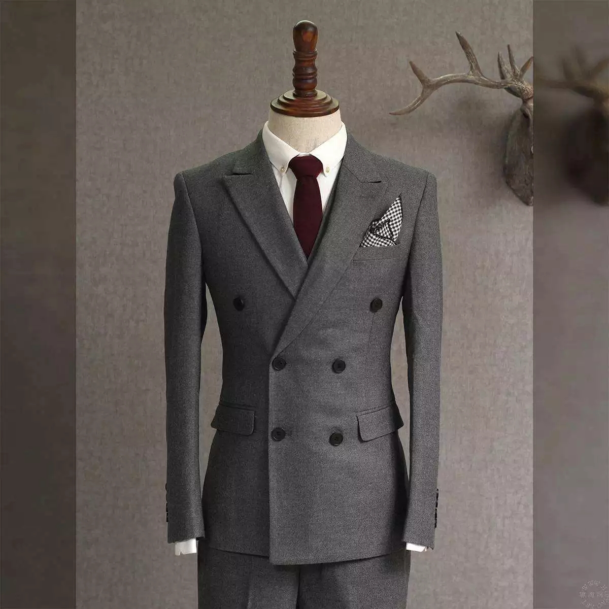 纯羊毛男士西服三件套装,中老年男士osd西服套装