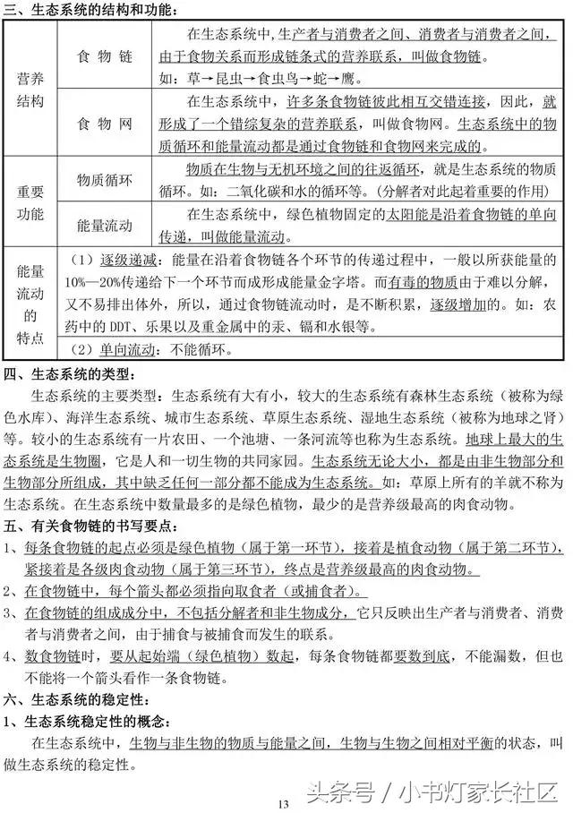 中考生物知识点总复习,中考生物复习要点最新版