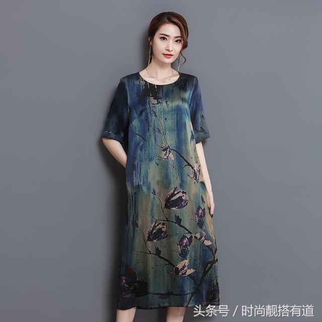 北京的小姨最会网购，专挑真丝连衣裙，第一款原598特价68元