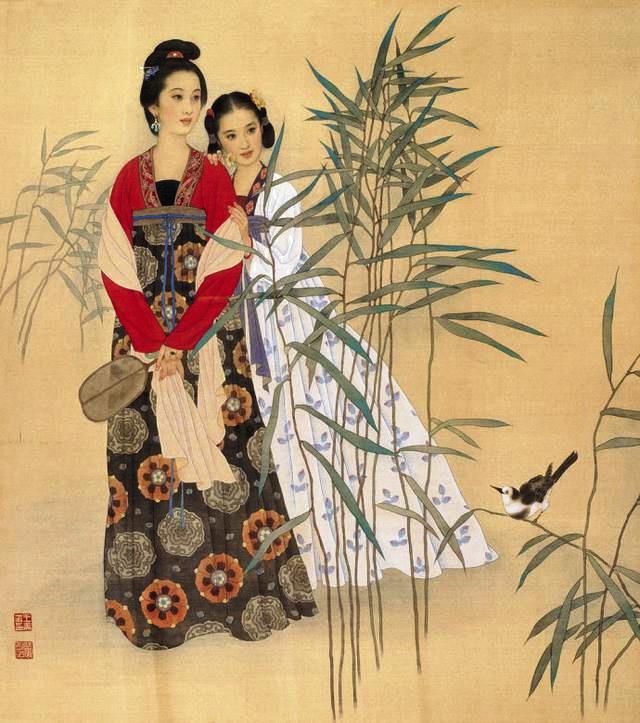 国画名家杨淑涛工笔仕女画欣赏,赵国经工笔仕女画作品欣赏
