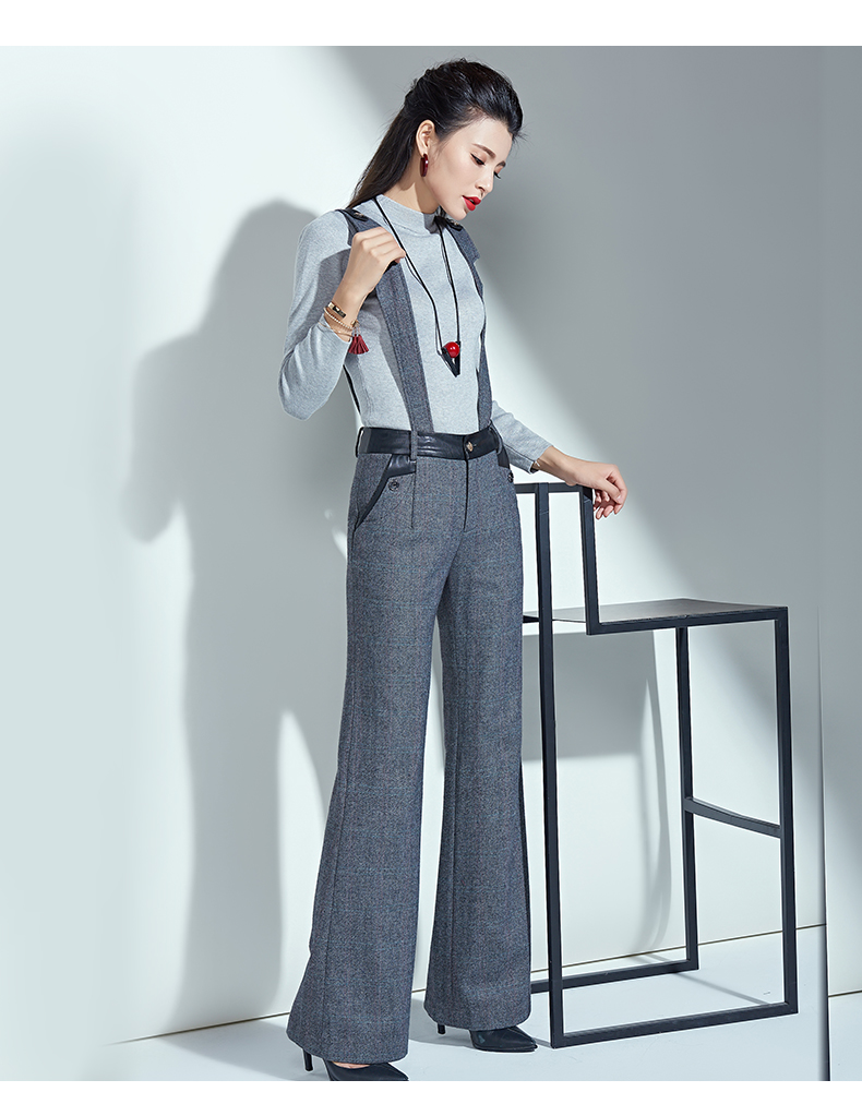 黑色背带裤女长裤大码2018春季新款修身显瘦宽松高腰阔腿裤